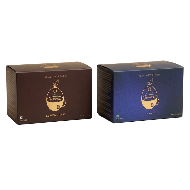 Two boxes of lemon grass tea from India's first and finest brand on a white background.